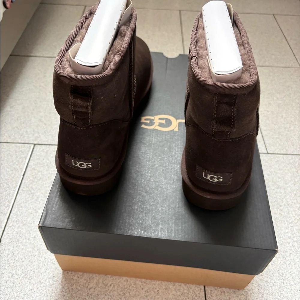 UGG Classic Mini Boot - Chocolate Brown Suede - Picture 2 of 8